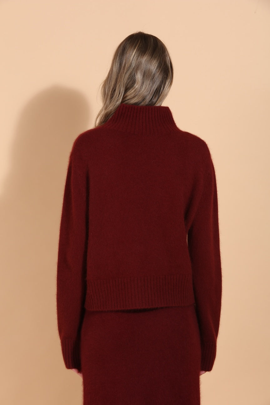 Wool Mohair Blended Mock Neck Sweater