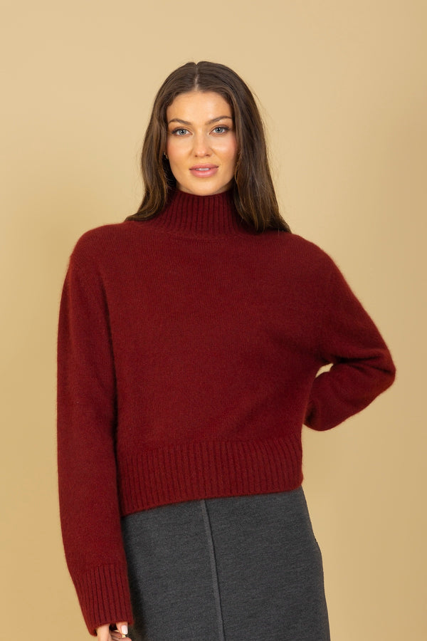 Wool Mohair Blended Mock Neck Sweater