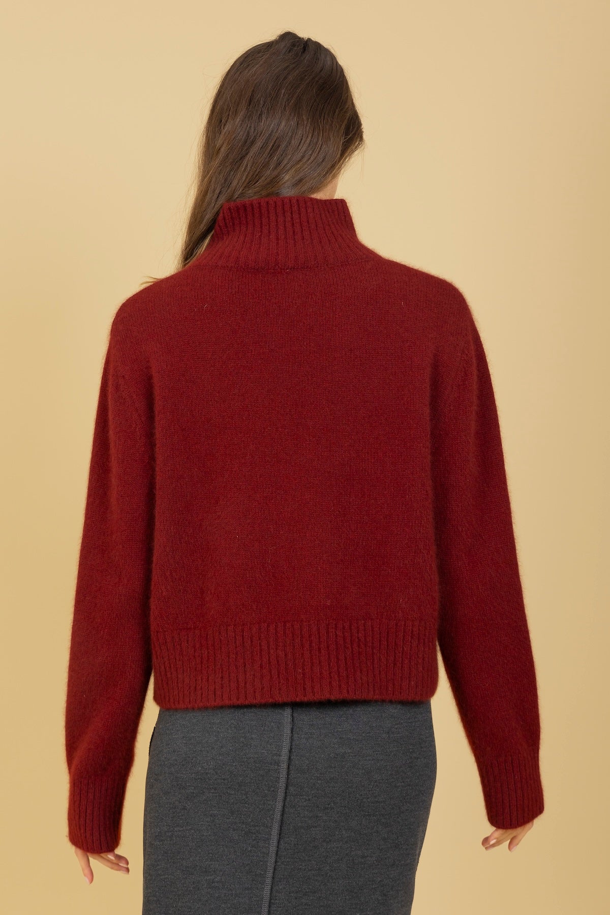 Wool Mohair Blended Mock Neck Sweater