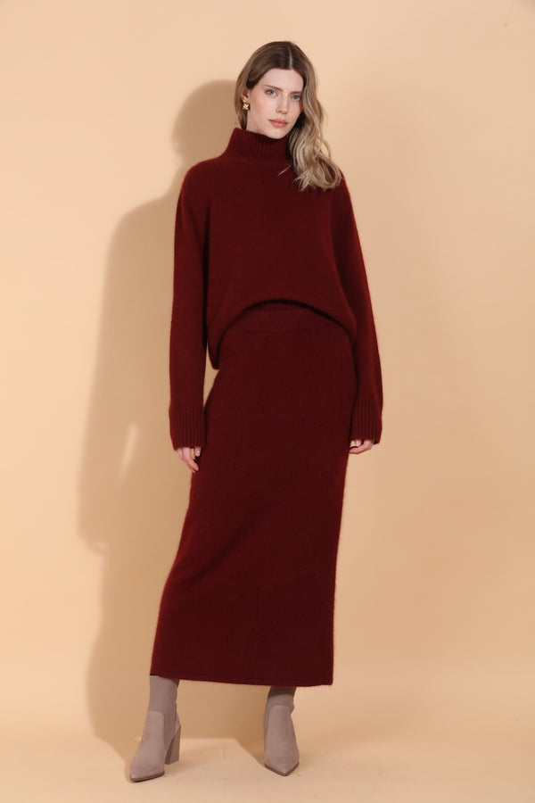 Wool Mohair Blended Maxi Knit Skirt