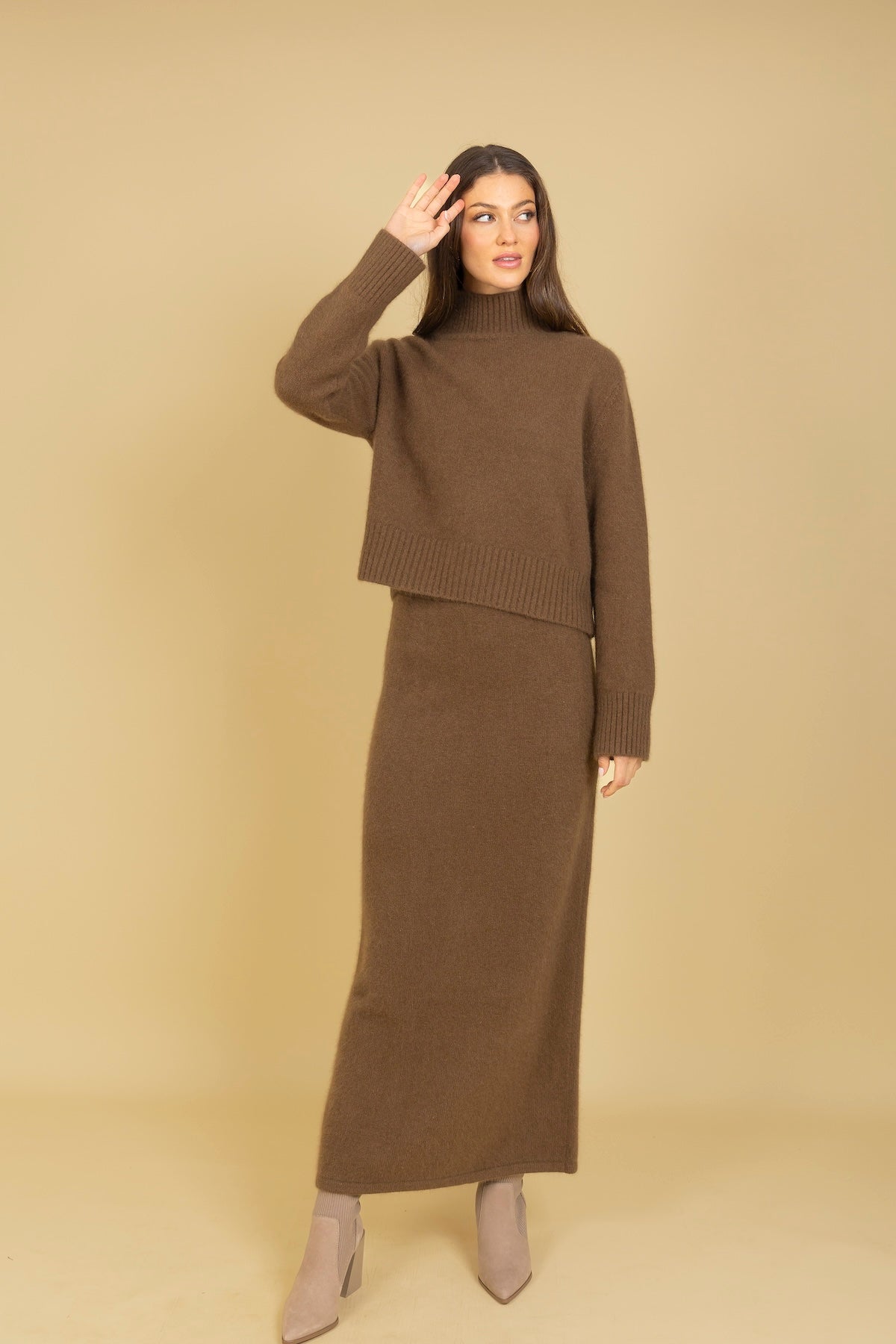 Wool Mohair Blended Mock Neck Sweater