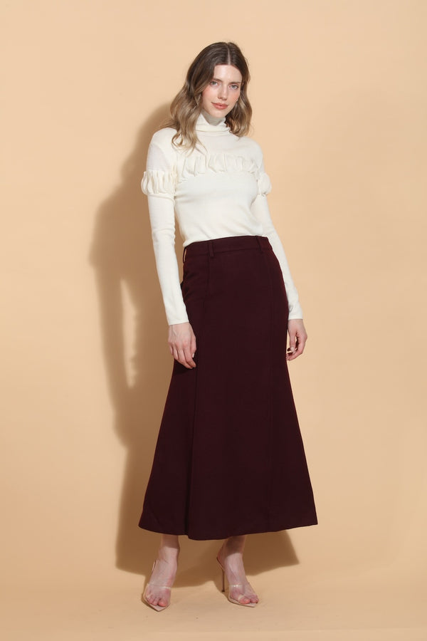 Wool Midi Trumpet Skirt