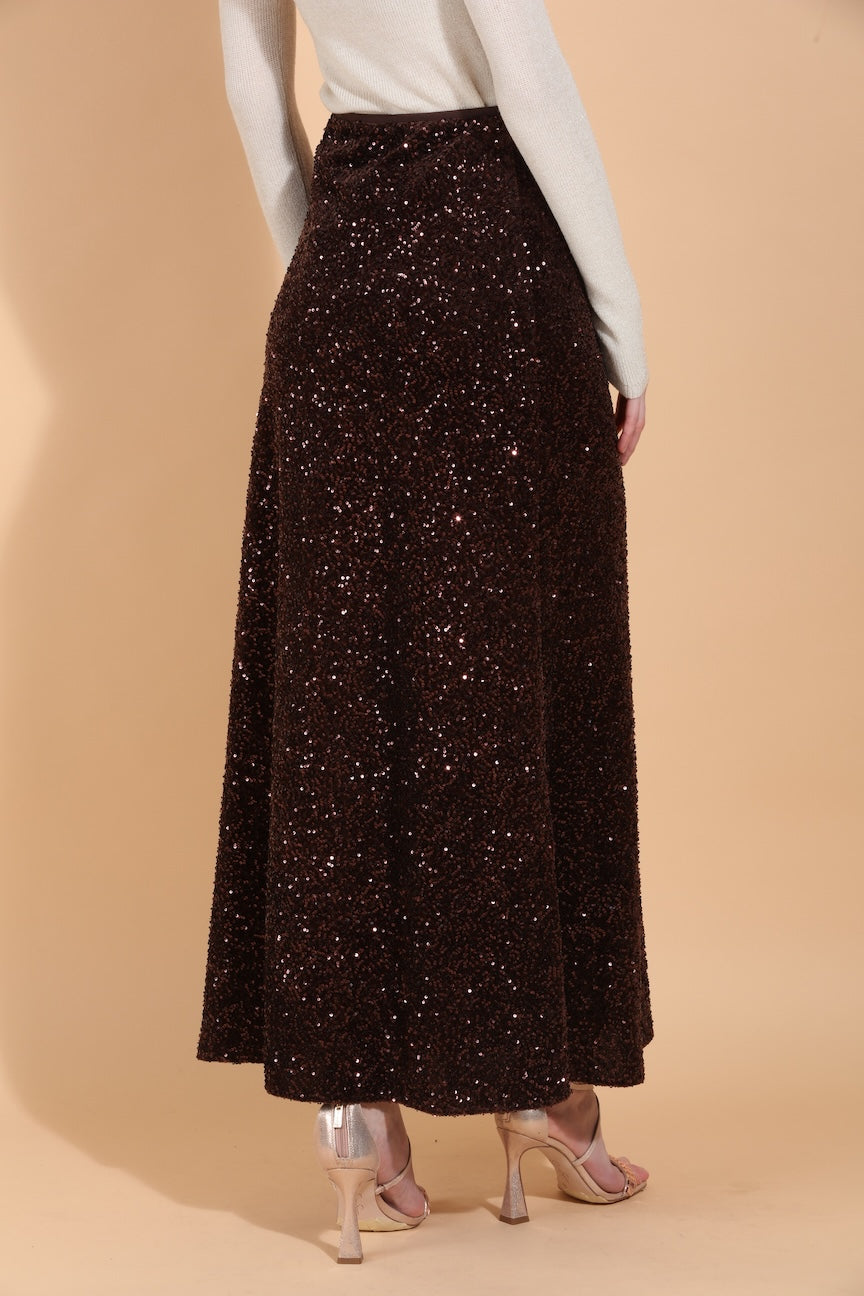 Sequined A-Line Maxi Skirt
