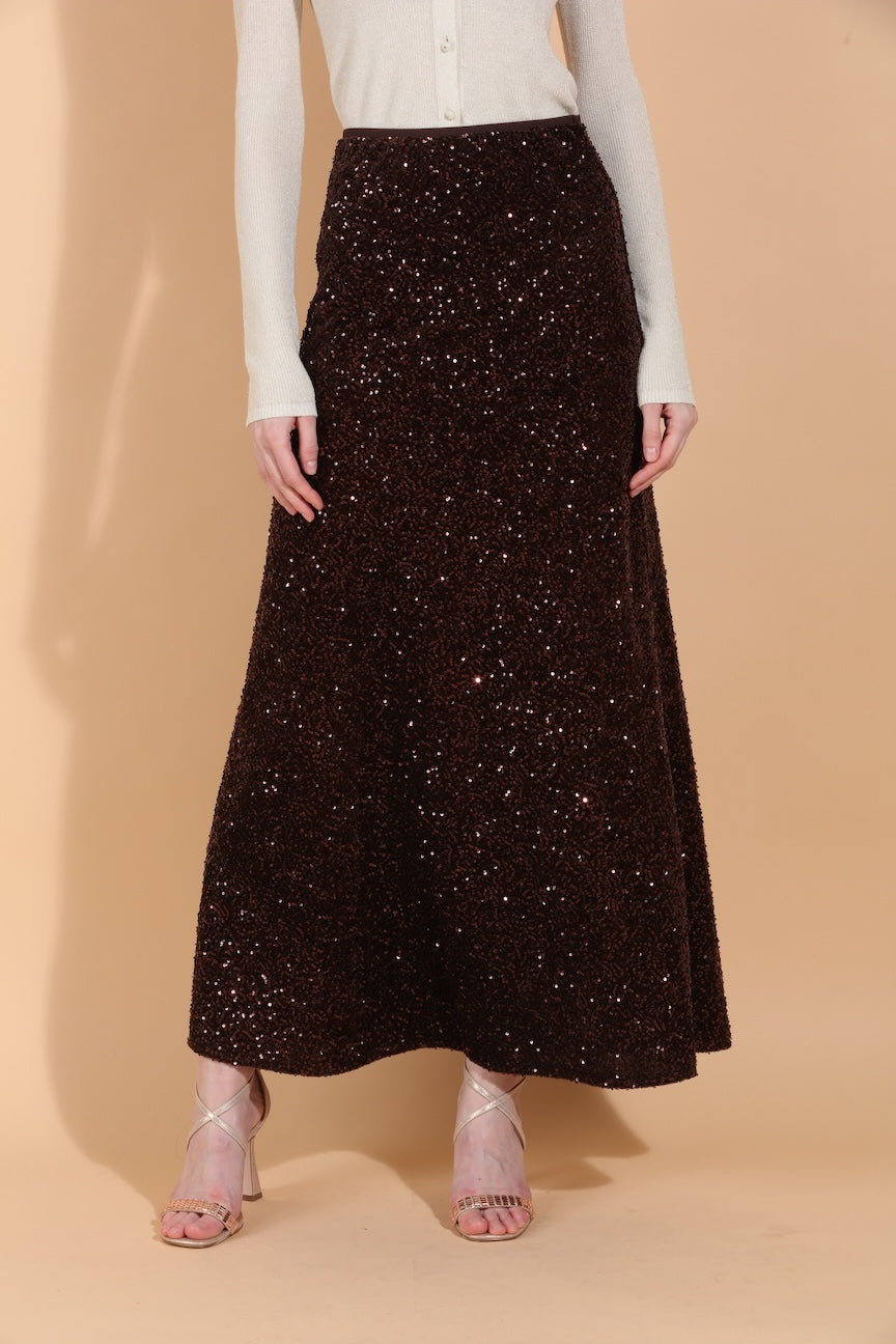Sequined A-Line Maxi Skirt