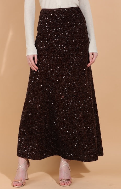 Sequined A-Line Maxi Skirt