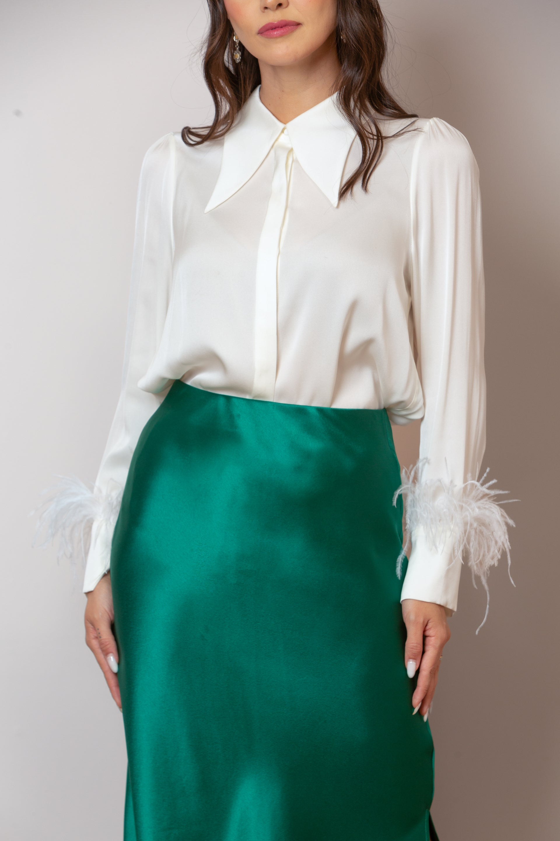 Silk Blouse with Feathers