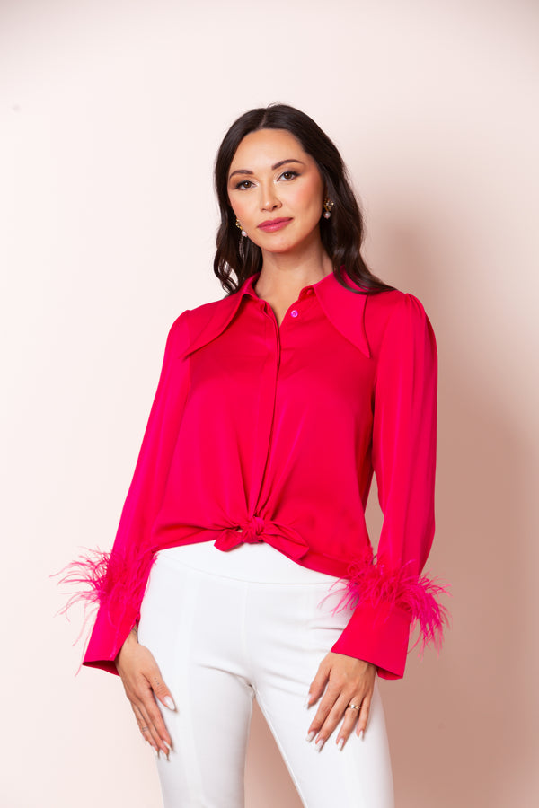 Silk Blouse with Feathers