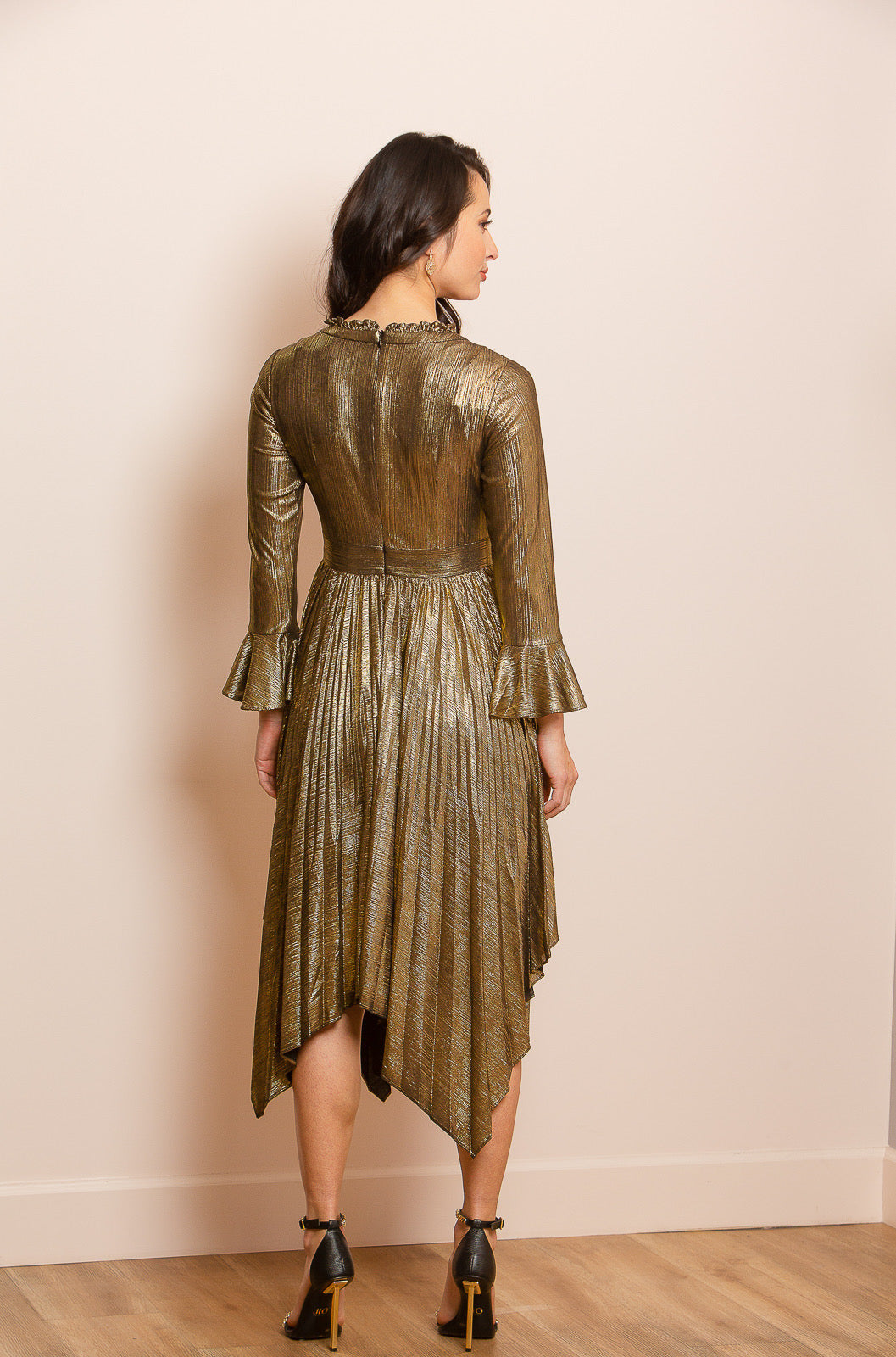 Metallic Long Sleeve Dress in Gold Jessie Liu Collection Metallic Long Sleeve Dress in Gold Jessie Liu Collection