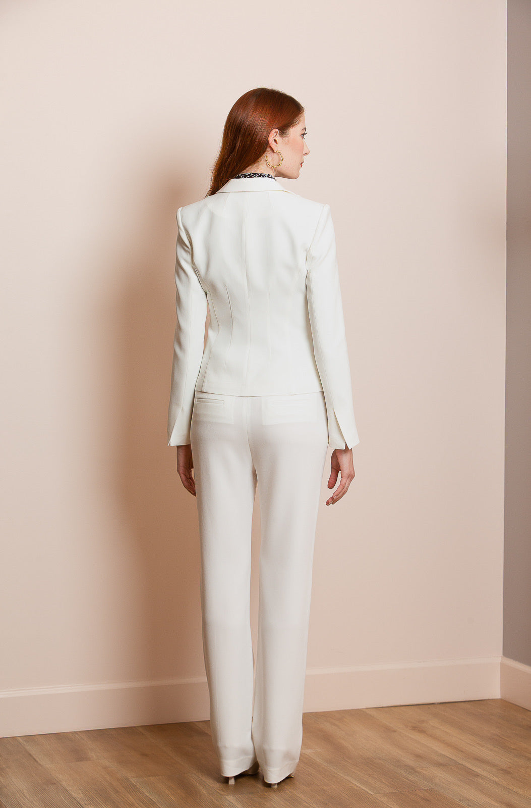 Crepe Suit Pants with Flared Bottom in White