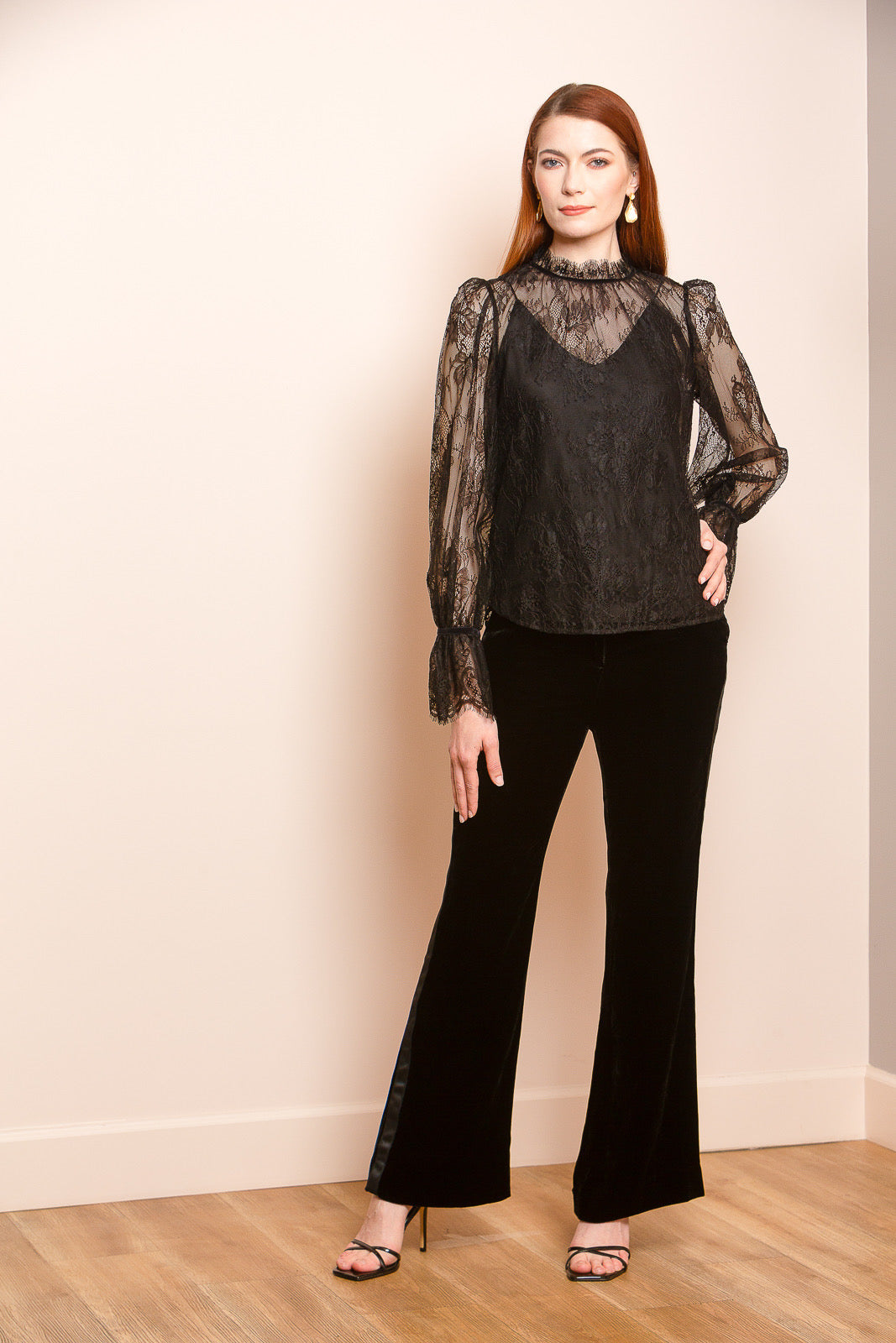 Lace Blouse with Gathering Neck Line