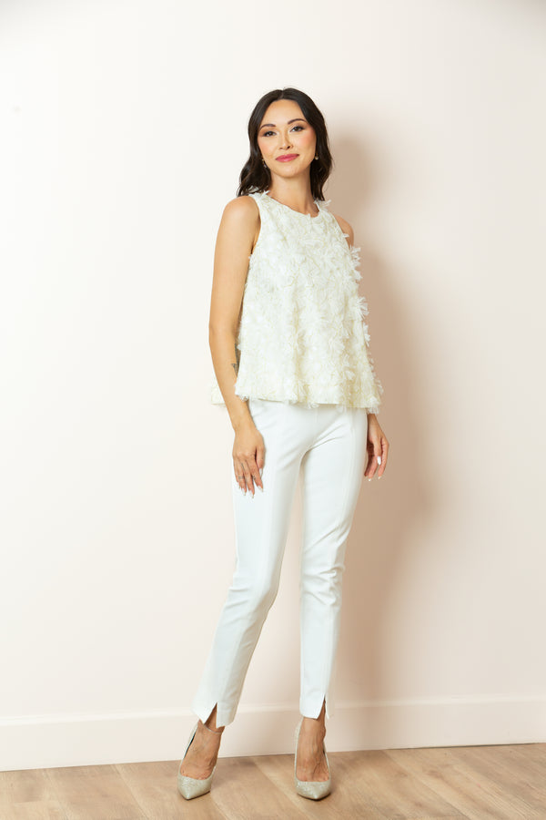 Queenie Sleeveless Blouse with Flower Applique