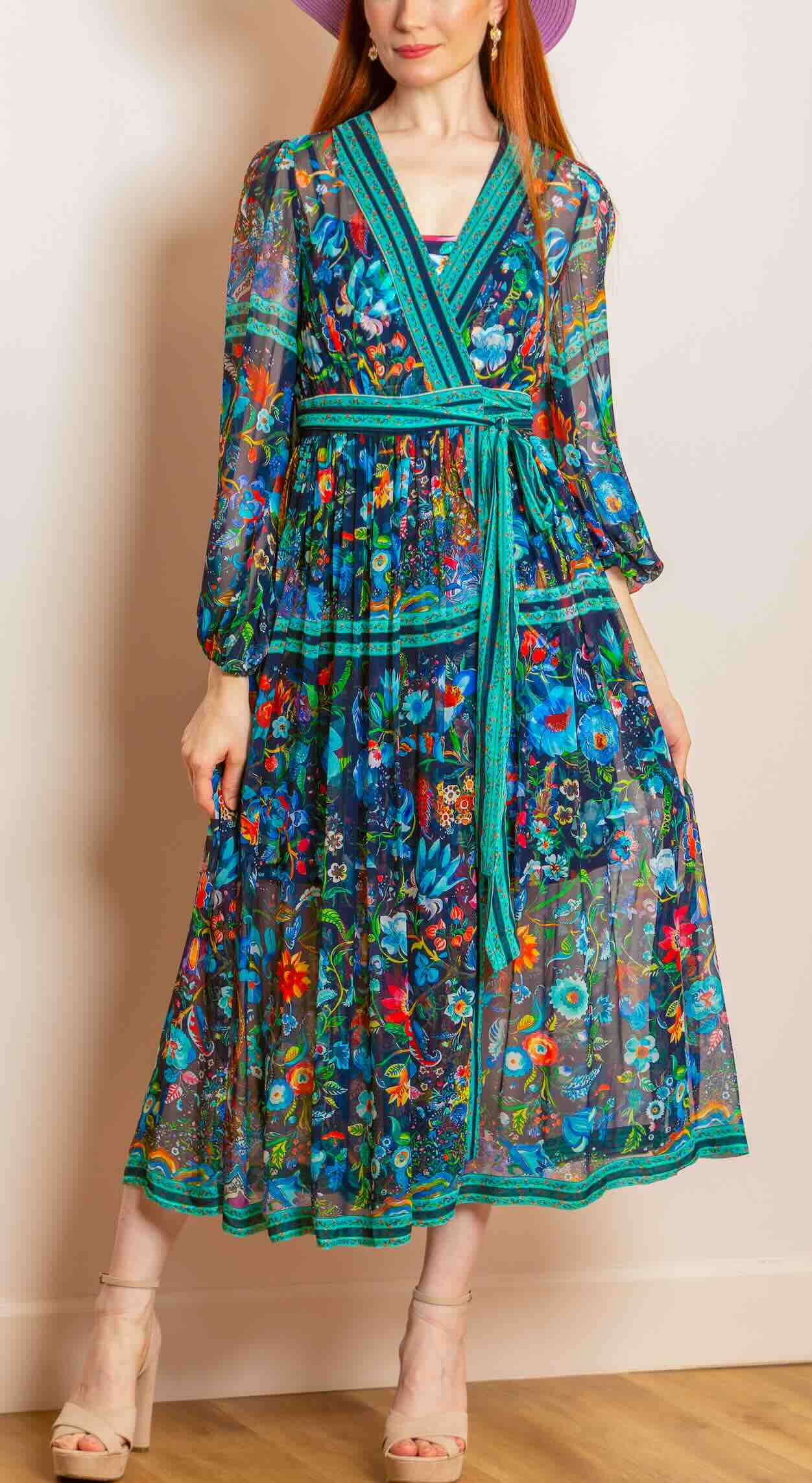 Emma Printed Silk Wrap Dress