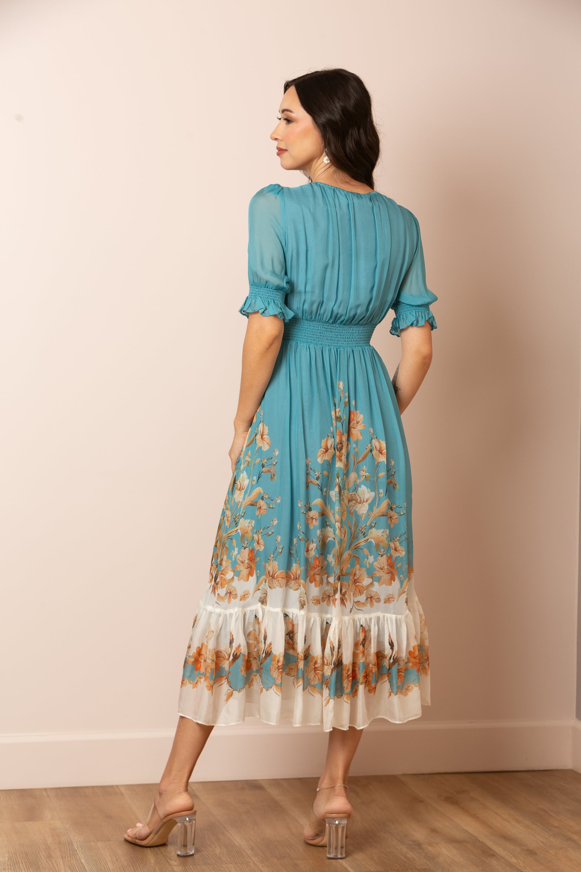 Isabella Print Midi Silk Dress