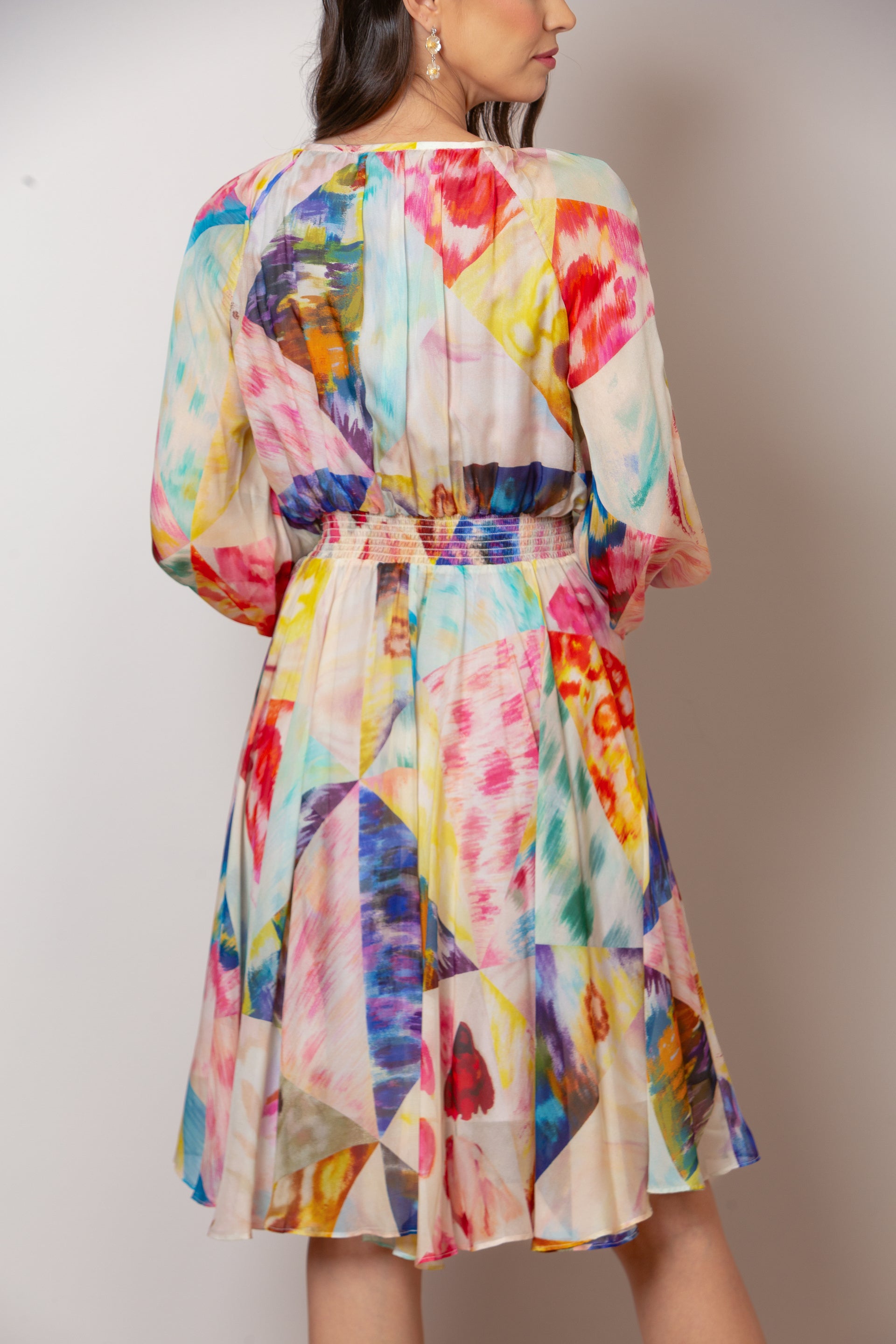 Joy Multi Print Silk Knee Length Dress