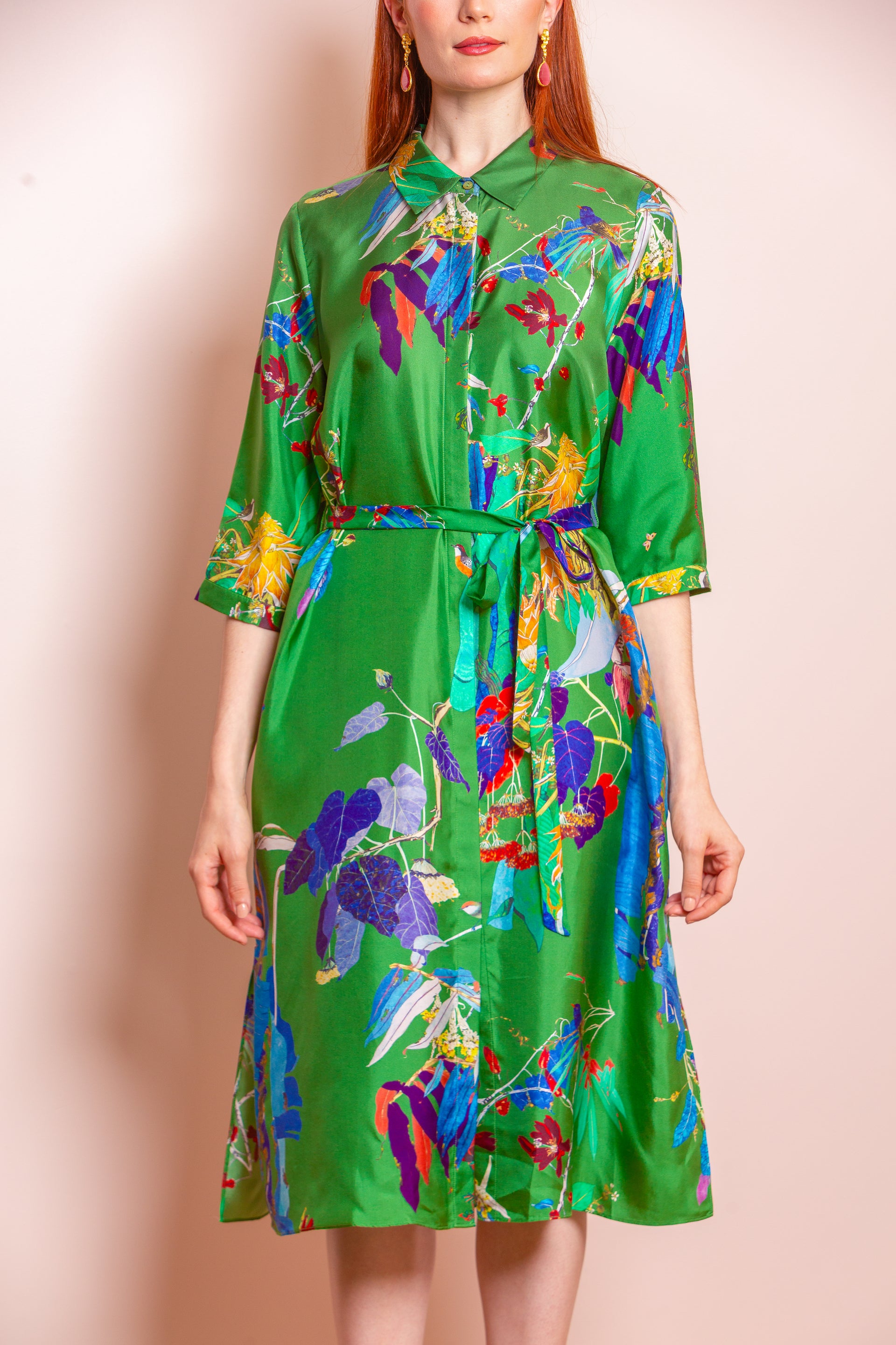 Grace  Silk Twill Print Shirt Dress