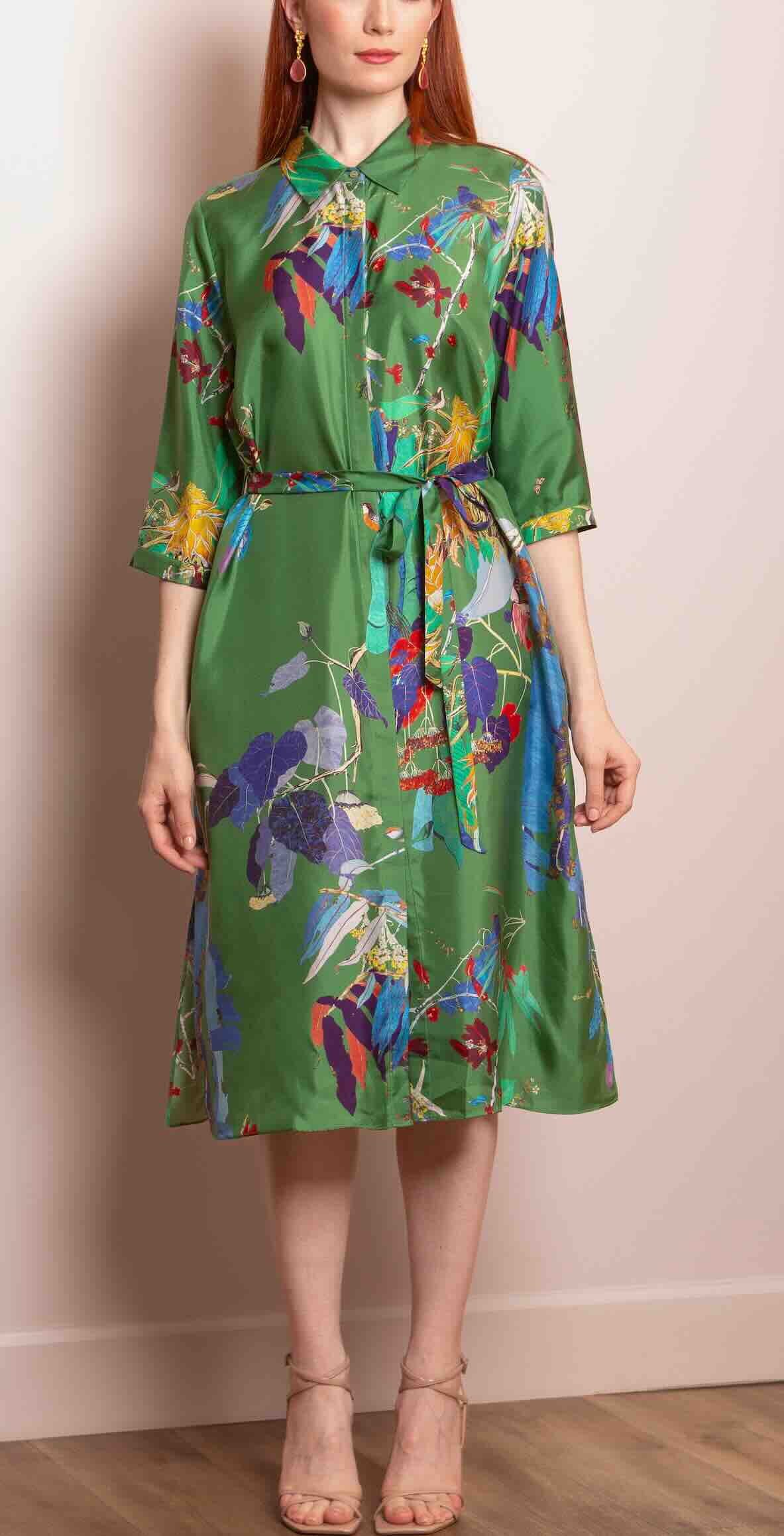 Grace  Silk Twill Print Shirt Dress