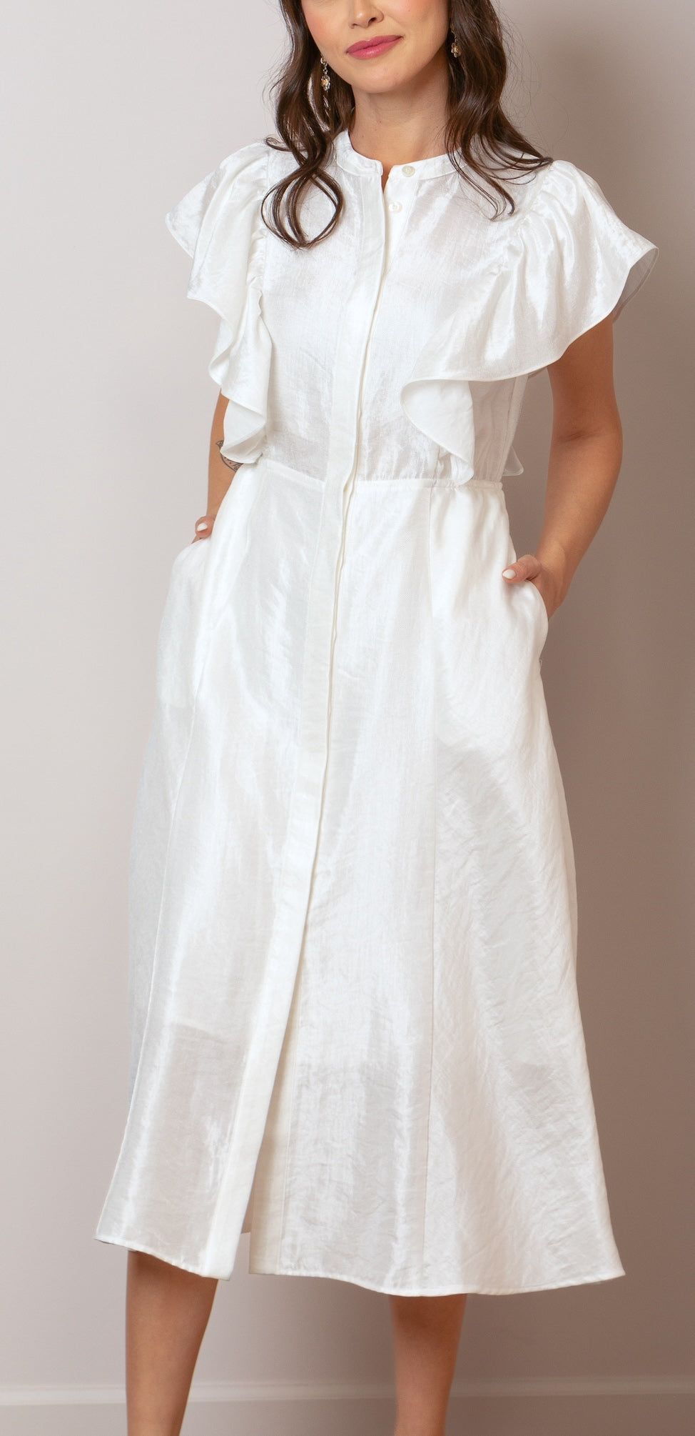April Linen Dress in White