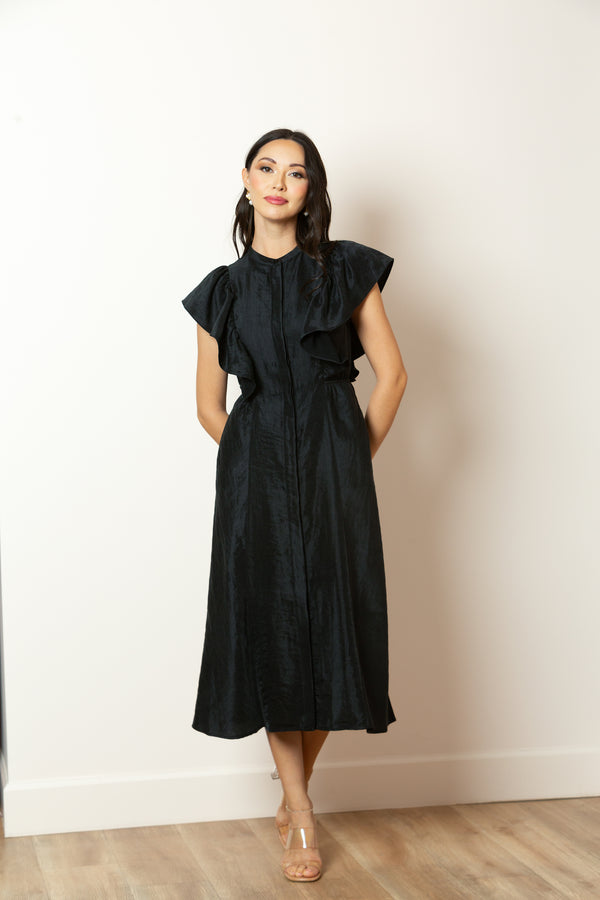 April Linen Dress in Black