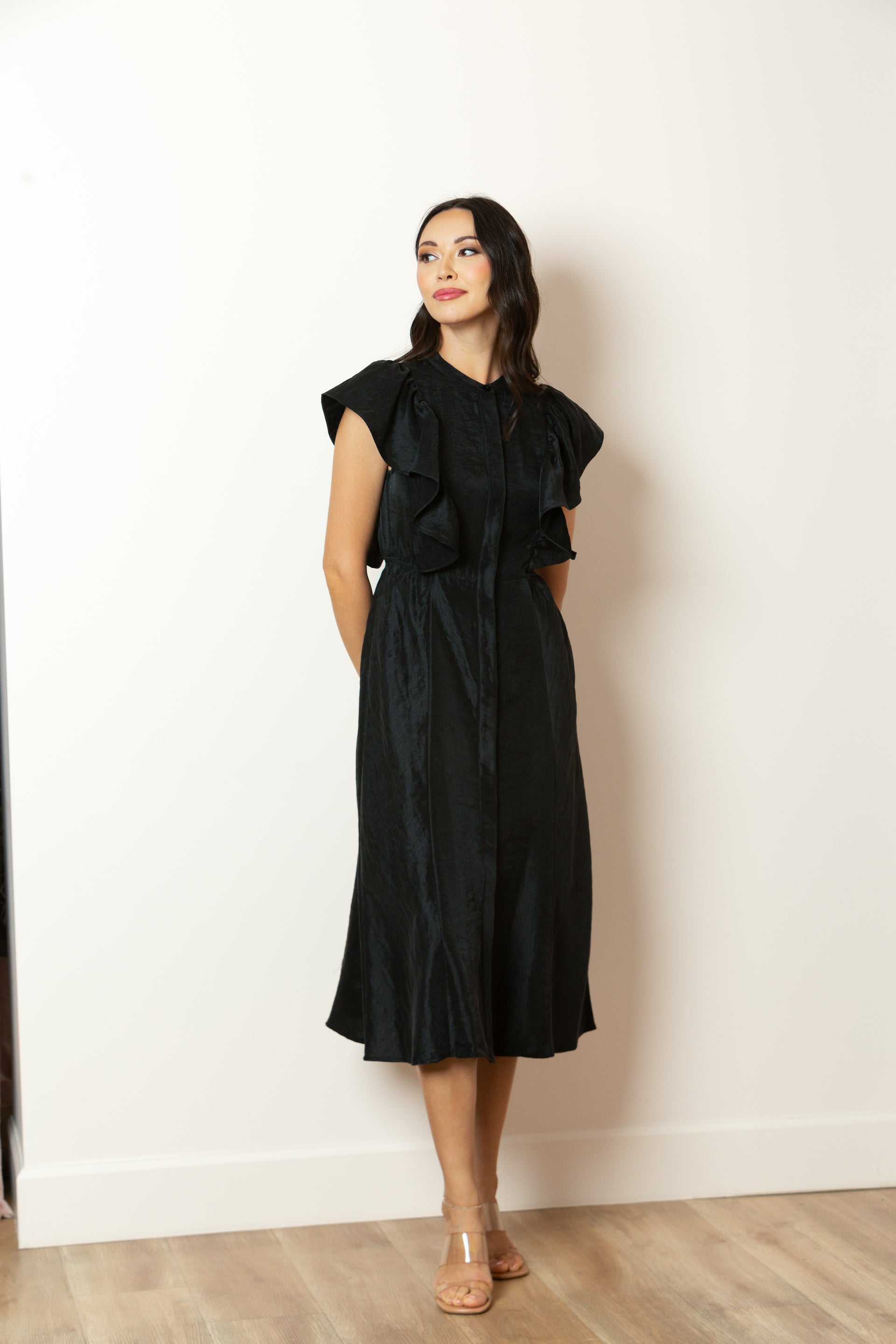 April Linen Dress in Black