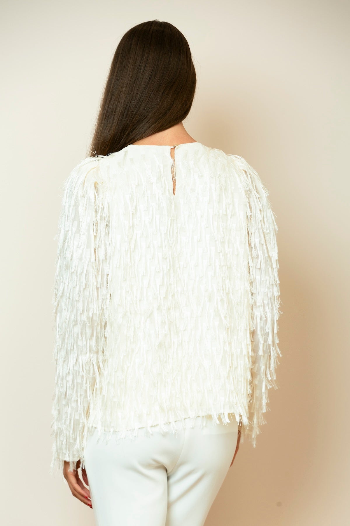 Long Sleeve Fringe Blouse