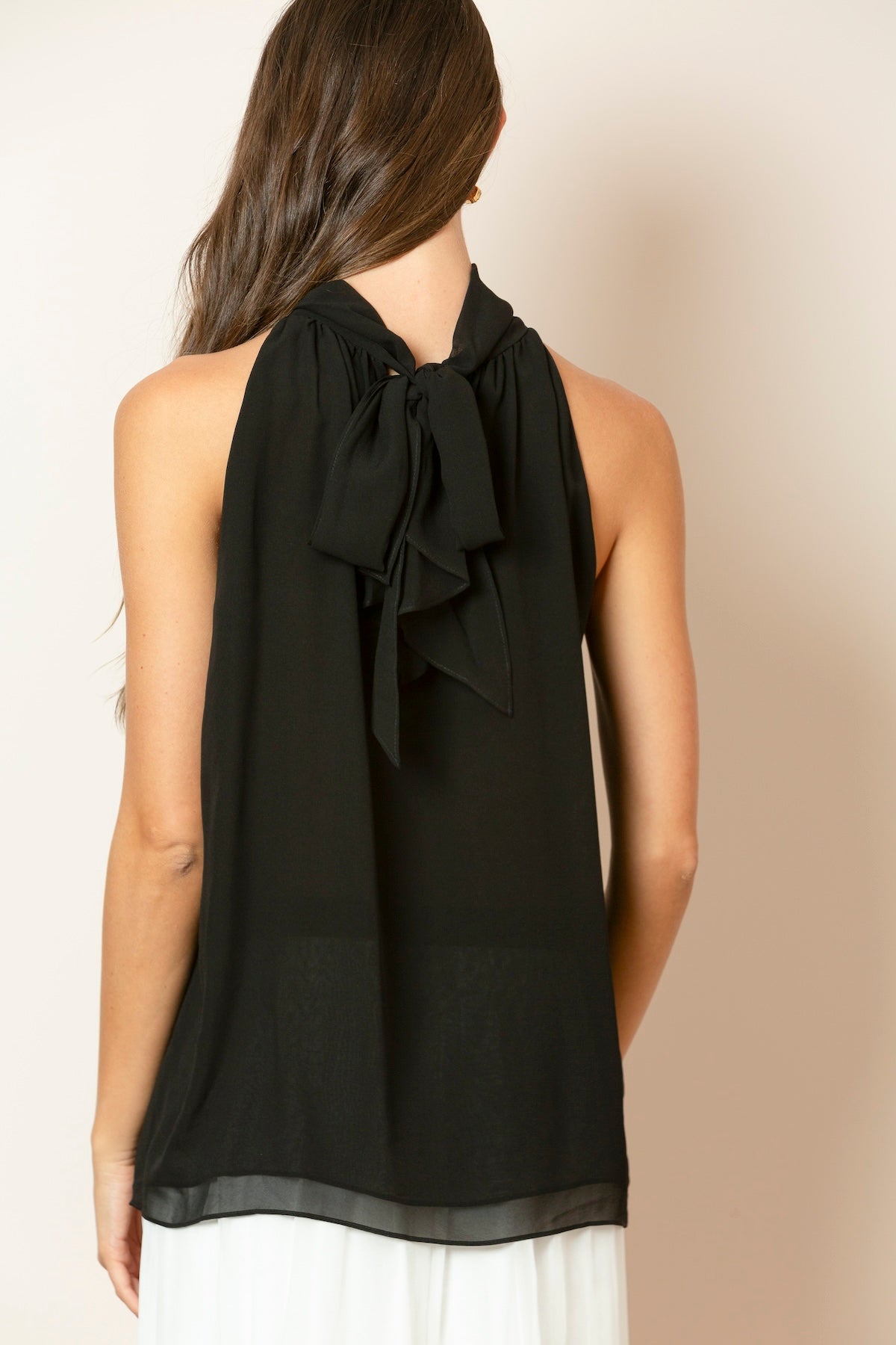 Silk Halter Neck Blouse In Black