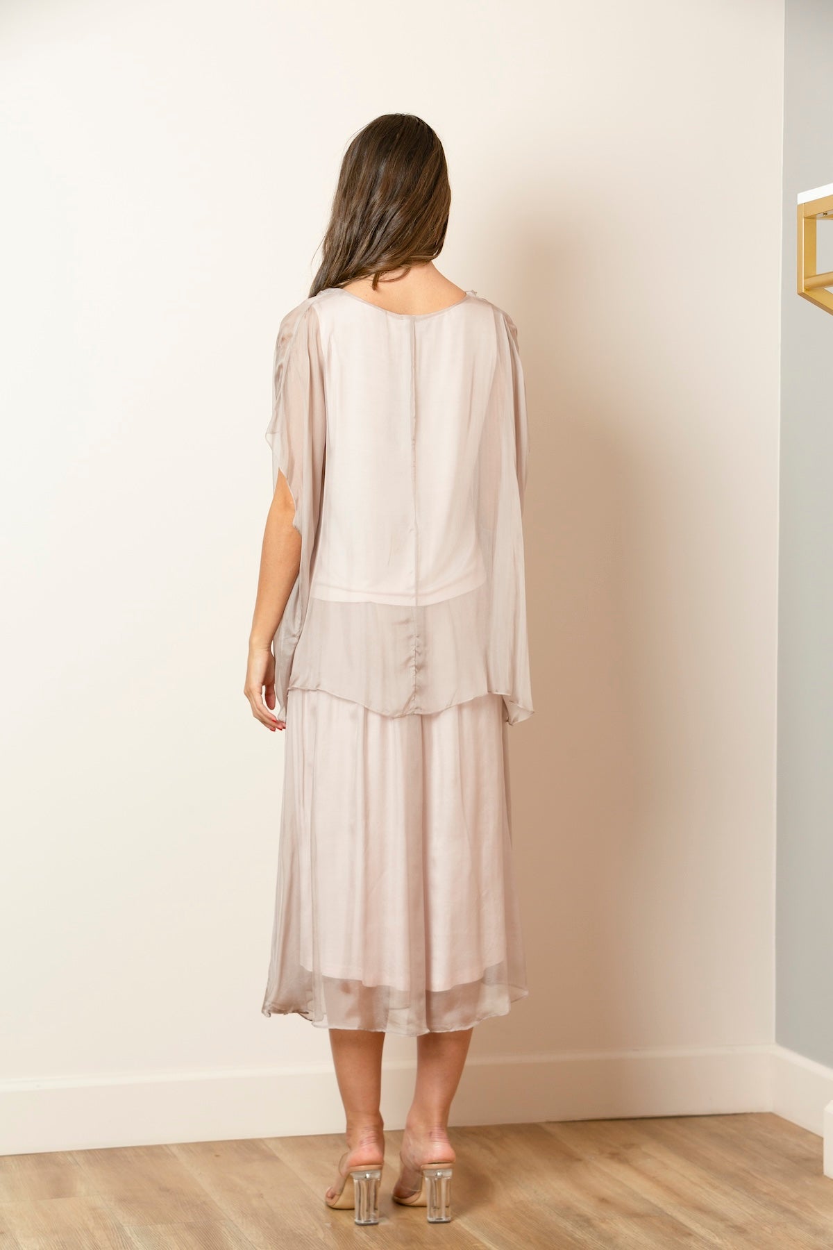 Solid Mulberry Silk Drape Blouse In Blush