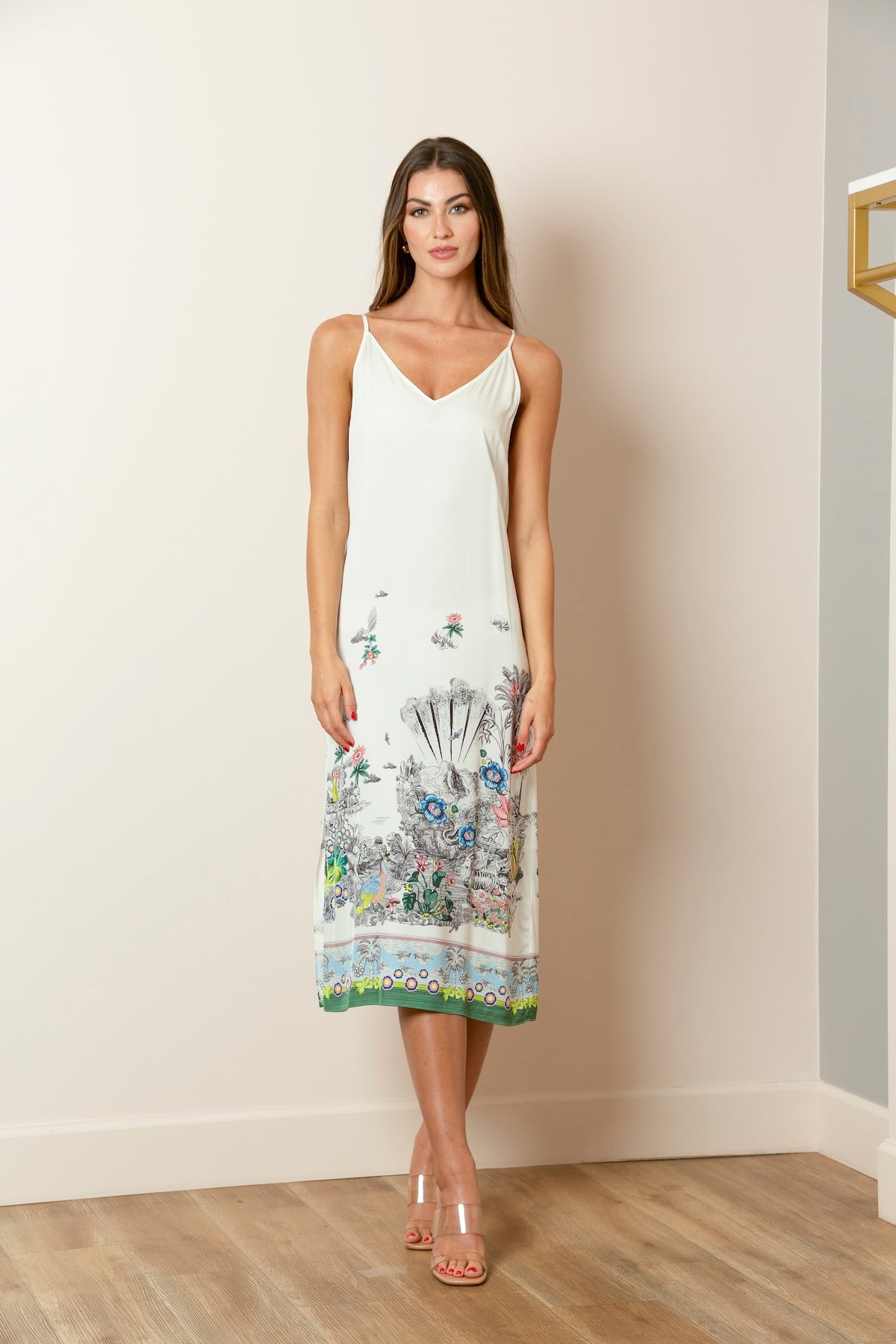 silk blend slip dress Pistachio Silk Blend Midi Slip Dress, Cowl Neck