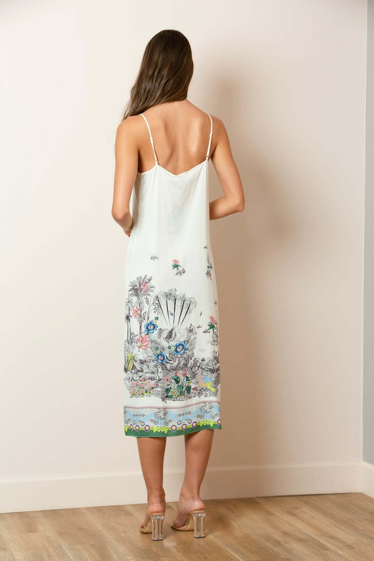 Silk Blend Floral Print Slip Dress