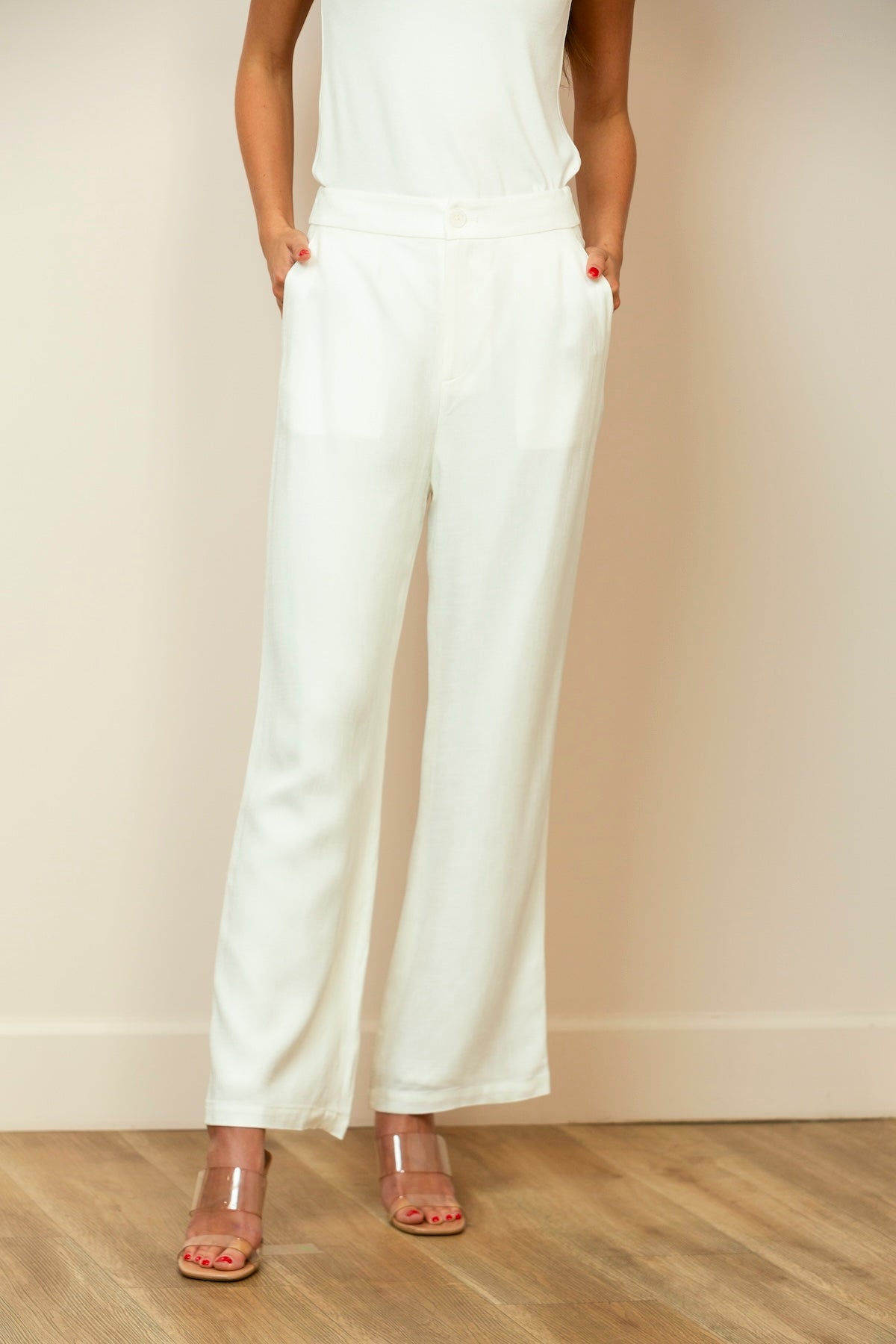 Acetate Linen Suit Pants In White