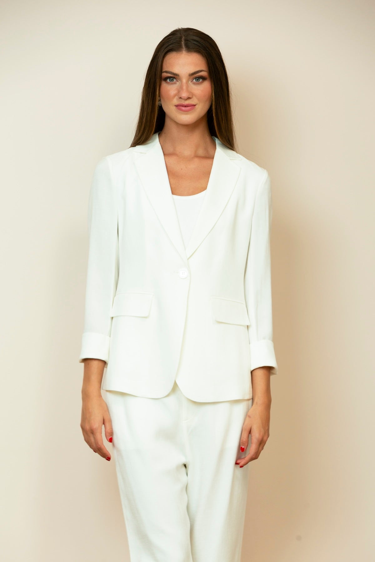 Acetate Linen Suit Pants In White