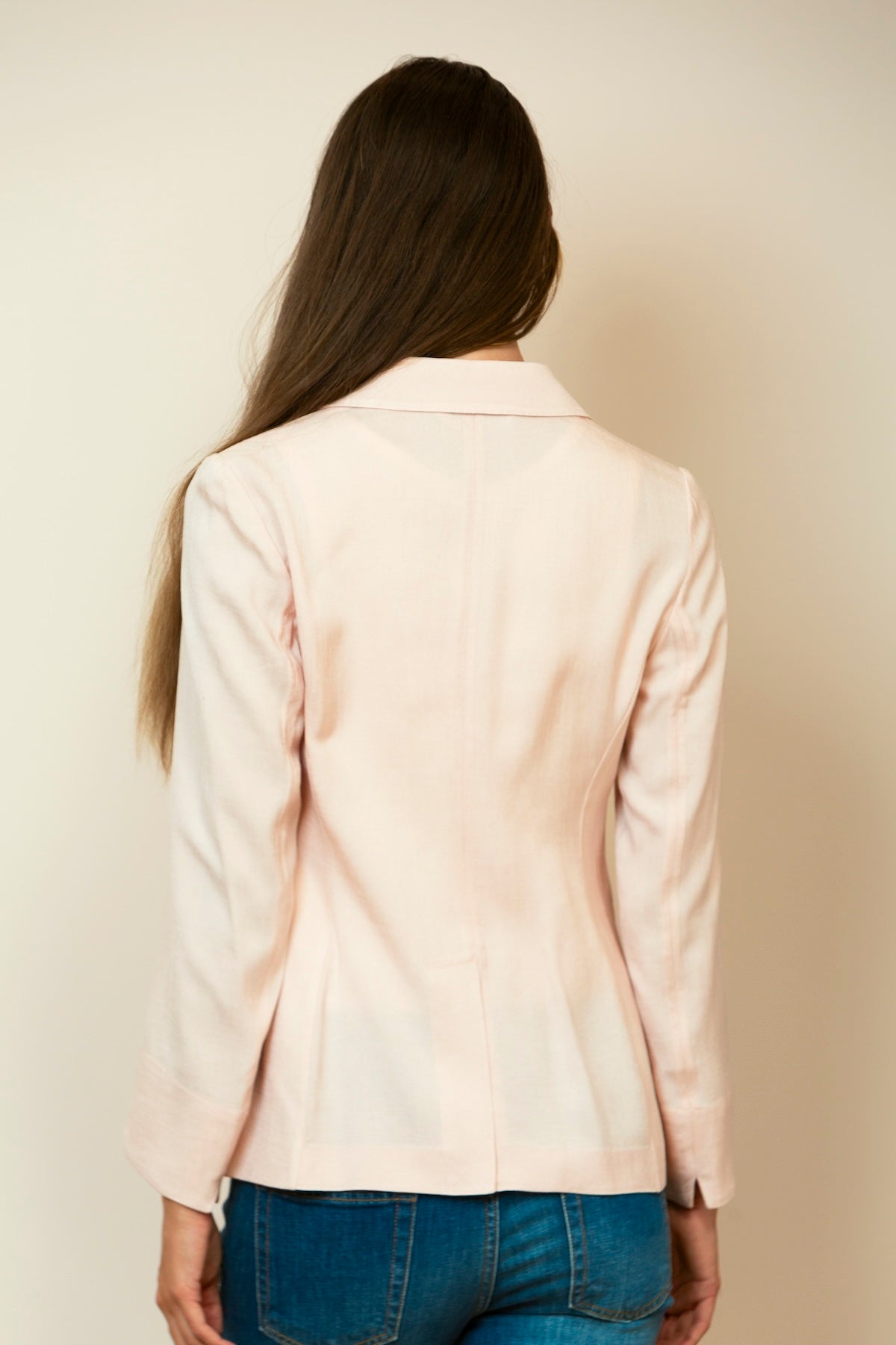 Acetate Linen Tailored Blazer In Blush Pink