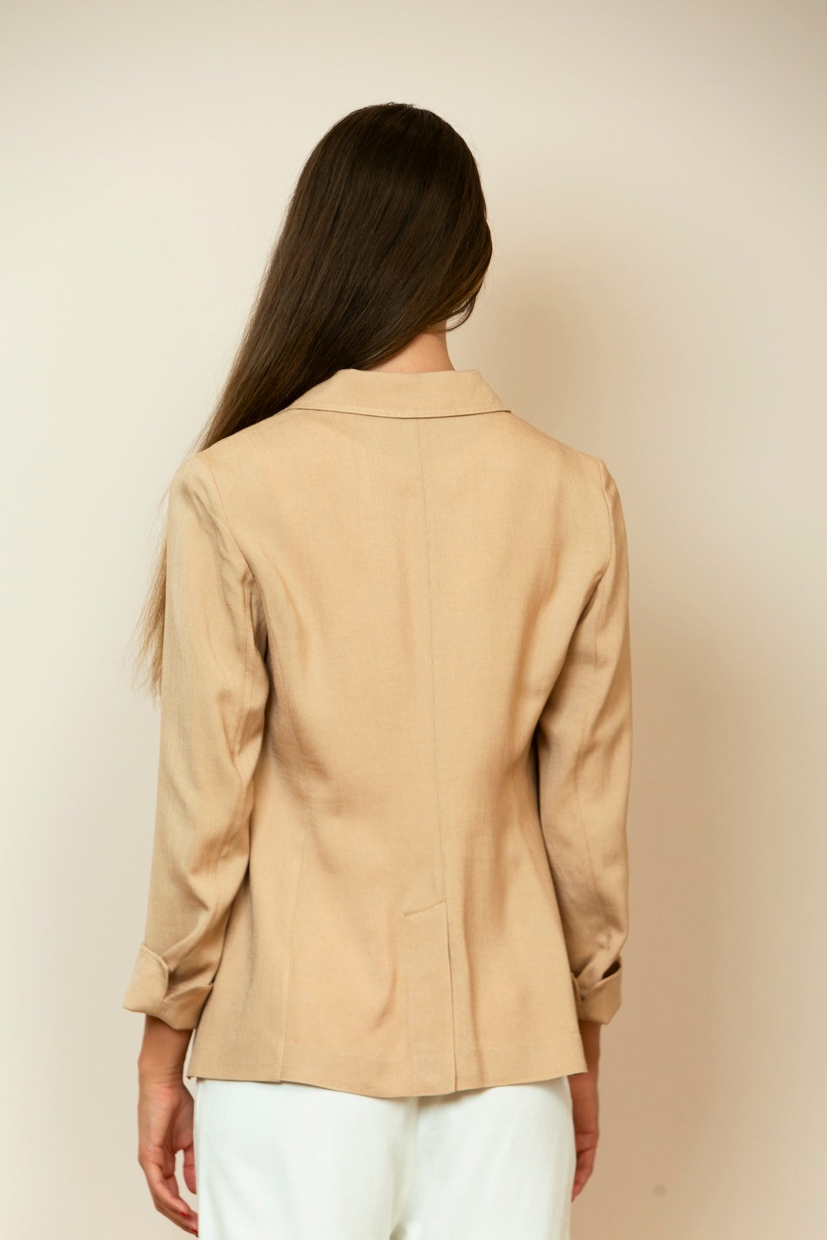 Acetate Linen Tailored Blazer In Camel