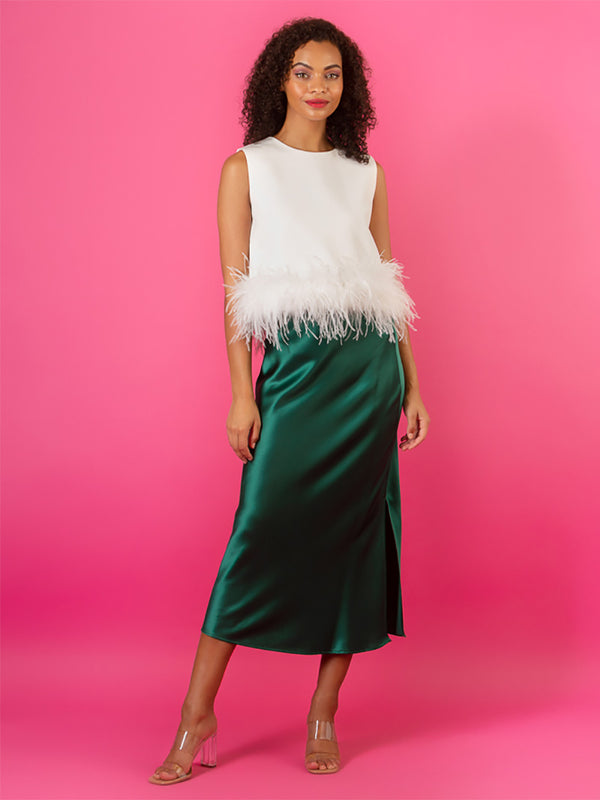 Sleeveless Cotton Top with Feathers