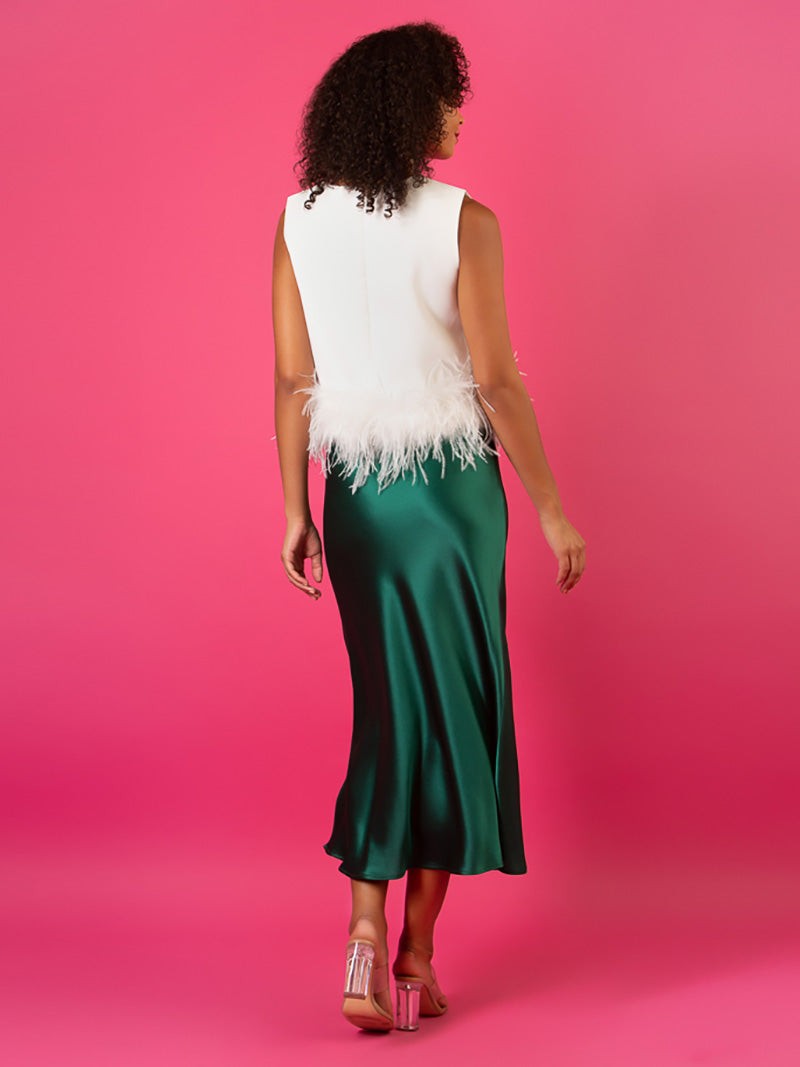 Sleeveless Cotton Top with Feathers