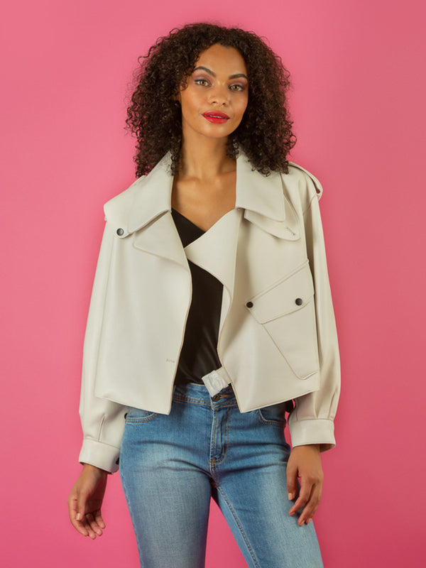 Leather Oversized Moto Jacket