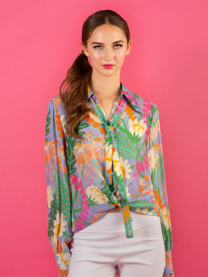 Summer Floral Print Silk Shirt Blouse – Jessie Liu Collection
