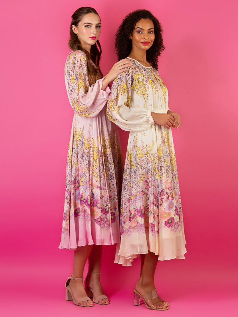 Engineered Floral Print Silk Dress