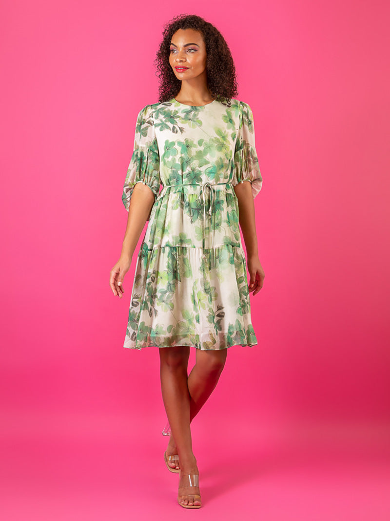 Knee Length Floral Silk Dress Jessie Liu Collection Knee Length Floral Silk Dress Jessie Liu Collection