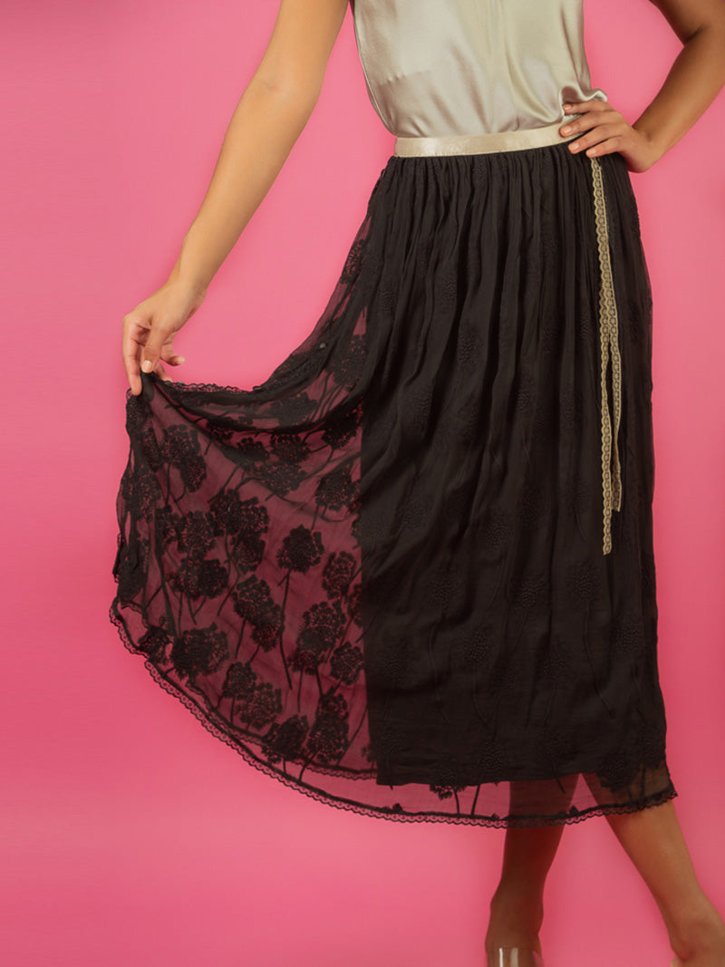 Silk Embroidery Skirt
